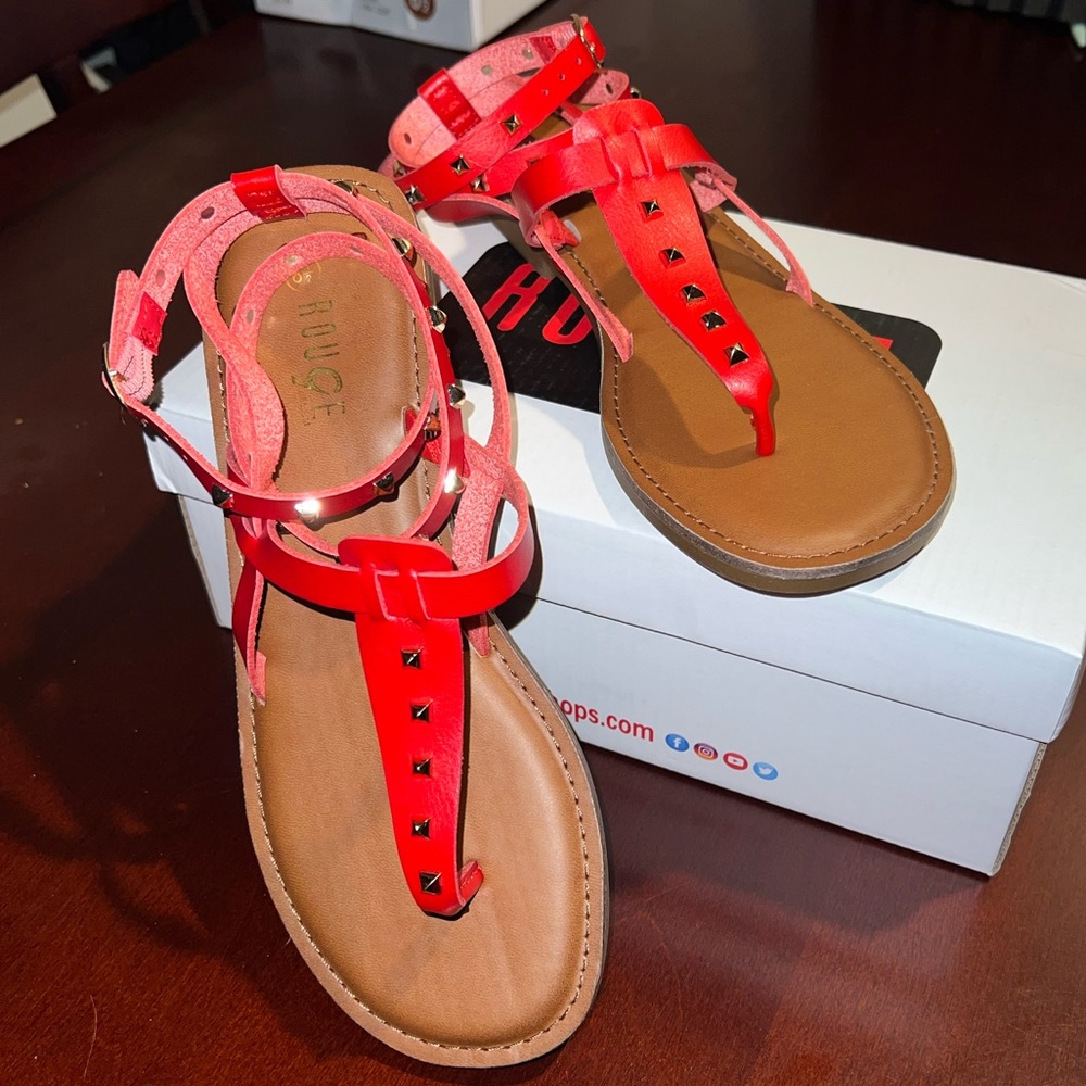 Ankle wrap sandals Red 8.5